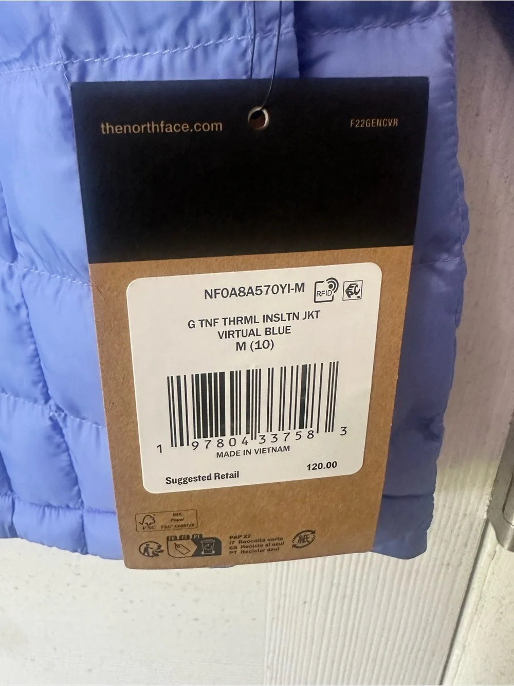 The North Face Kids' Quilted Jacket - Light Blue NWT